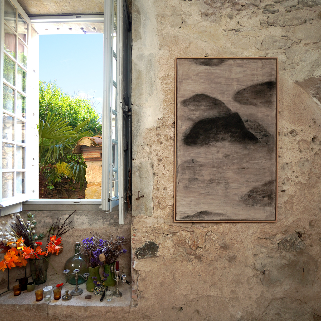 MOUNTAINS AND CLOUDS ON LINEN I - Image 3