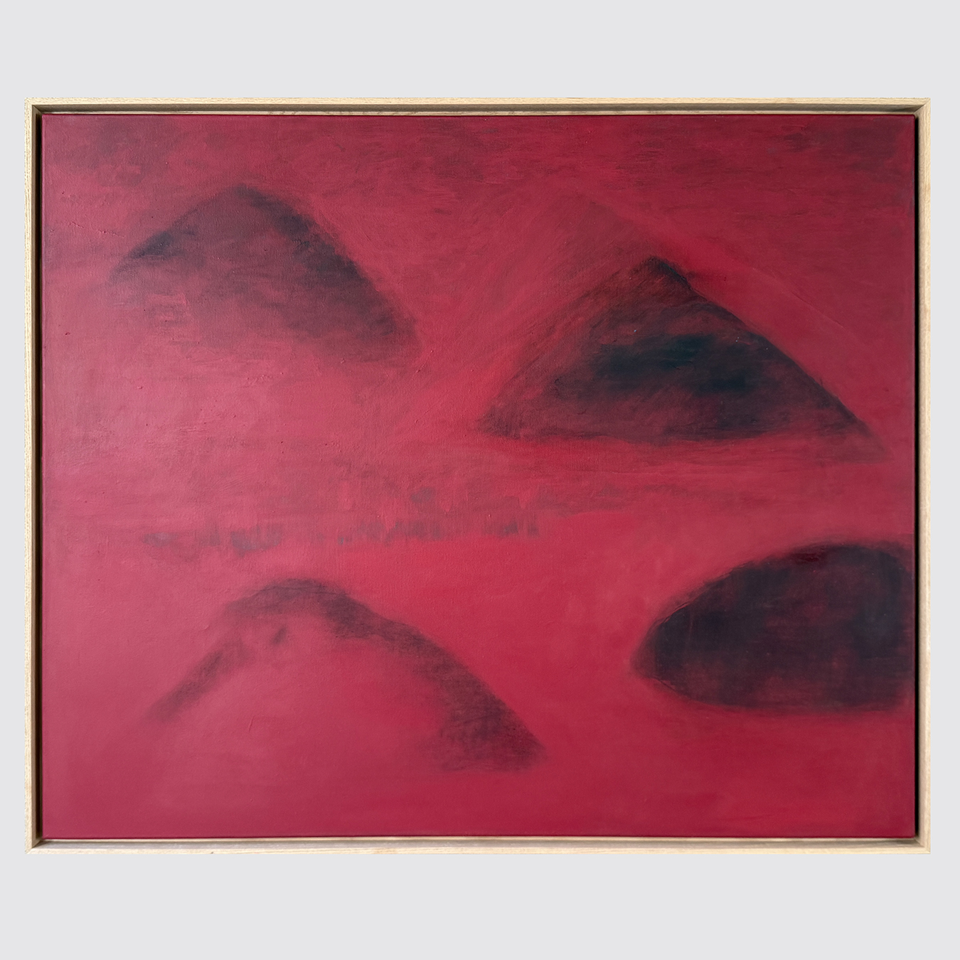 MOUNTAINS CLOUDS ON RED BACKGROUND