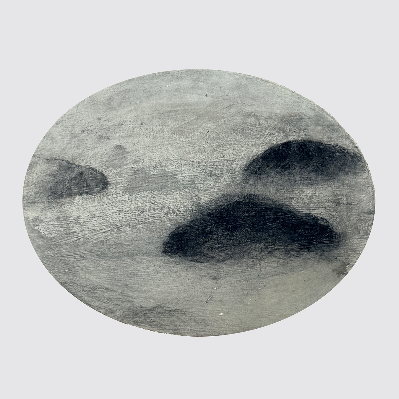 CLOUDS ON GREY BACKGROUND, OVAL CANVAS