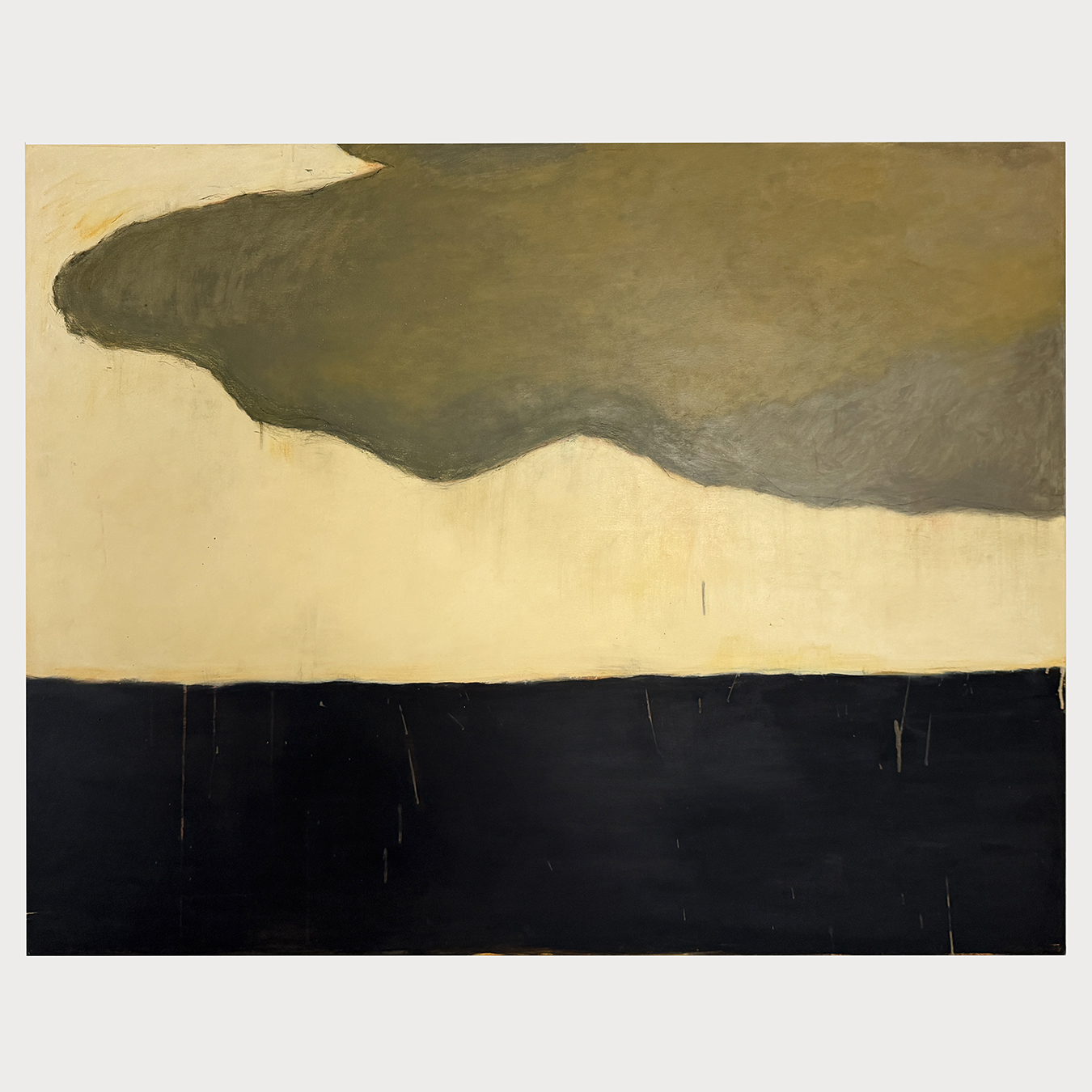 LARGE OCHRE GREEN CLOUD ON BLACK HORIZON