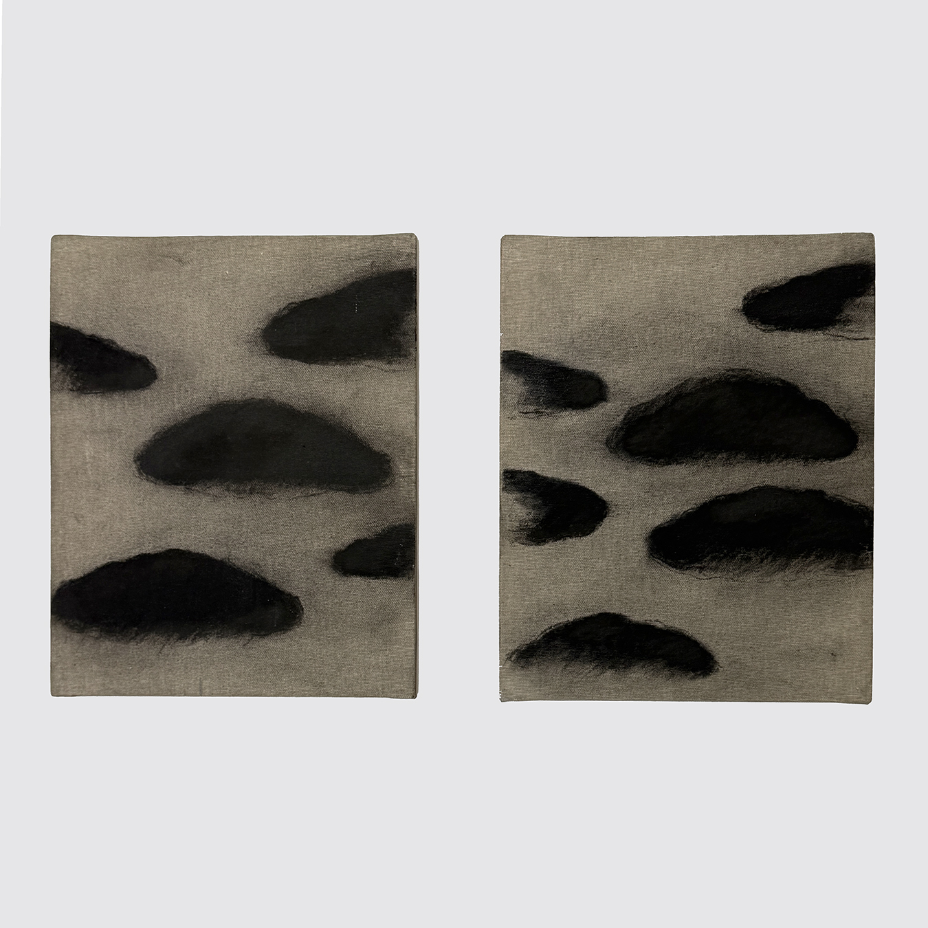 SMALL BLACK CLOUDS ON LINEN I AND II