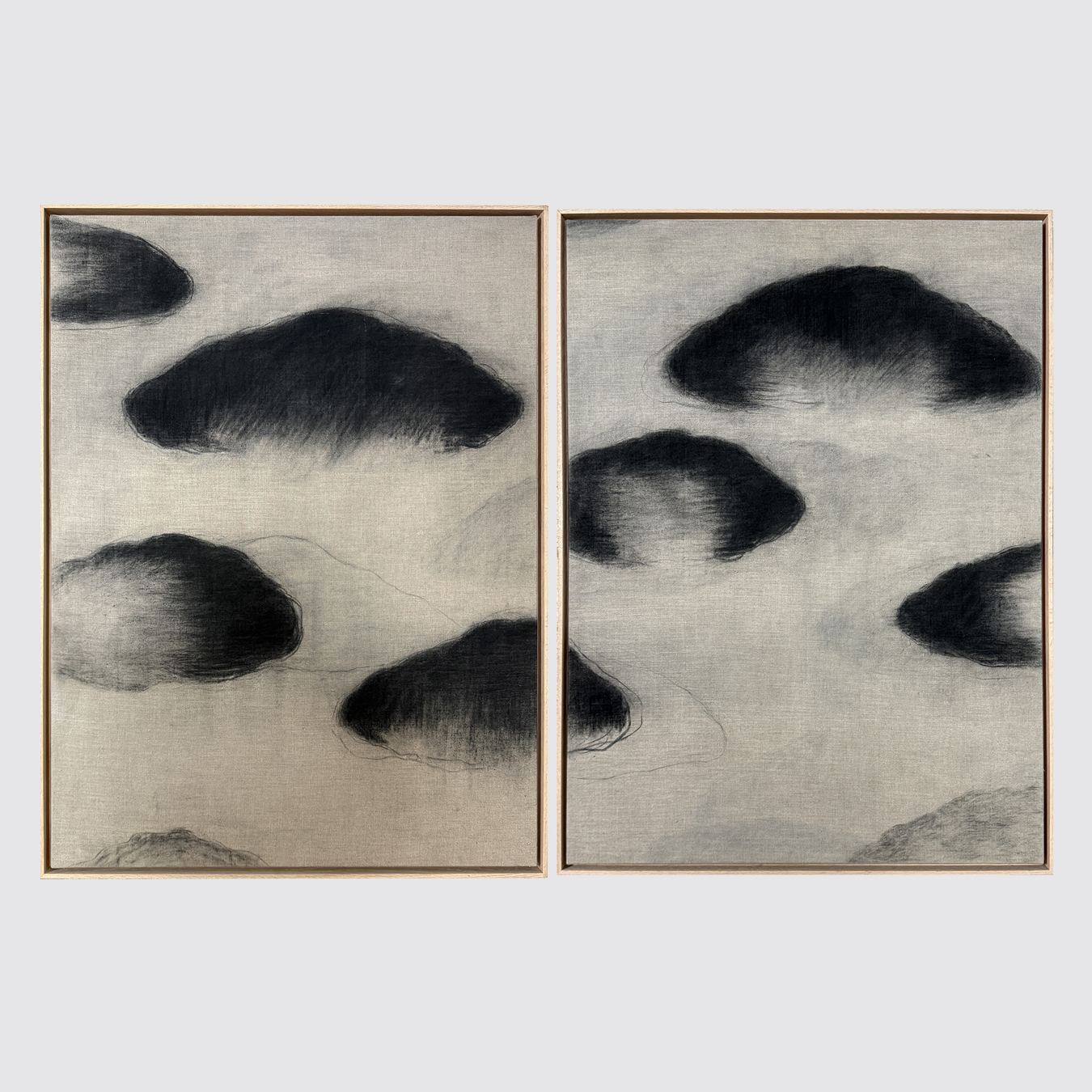 DIPTYCH BLACK CLOUDS ON LINEN III