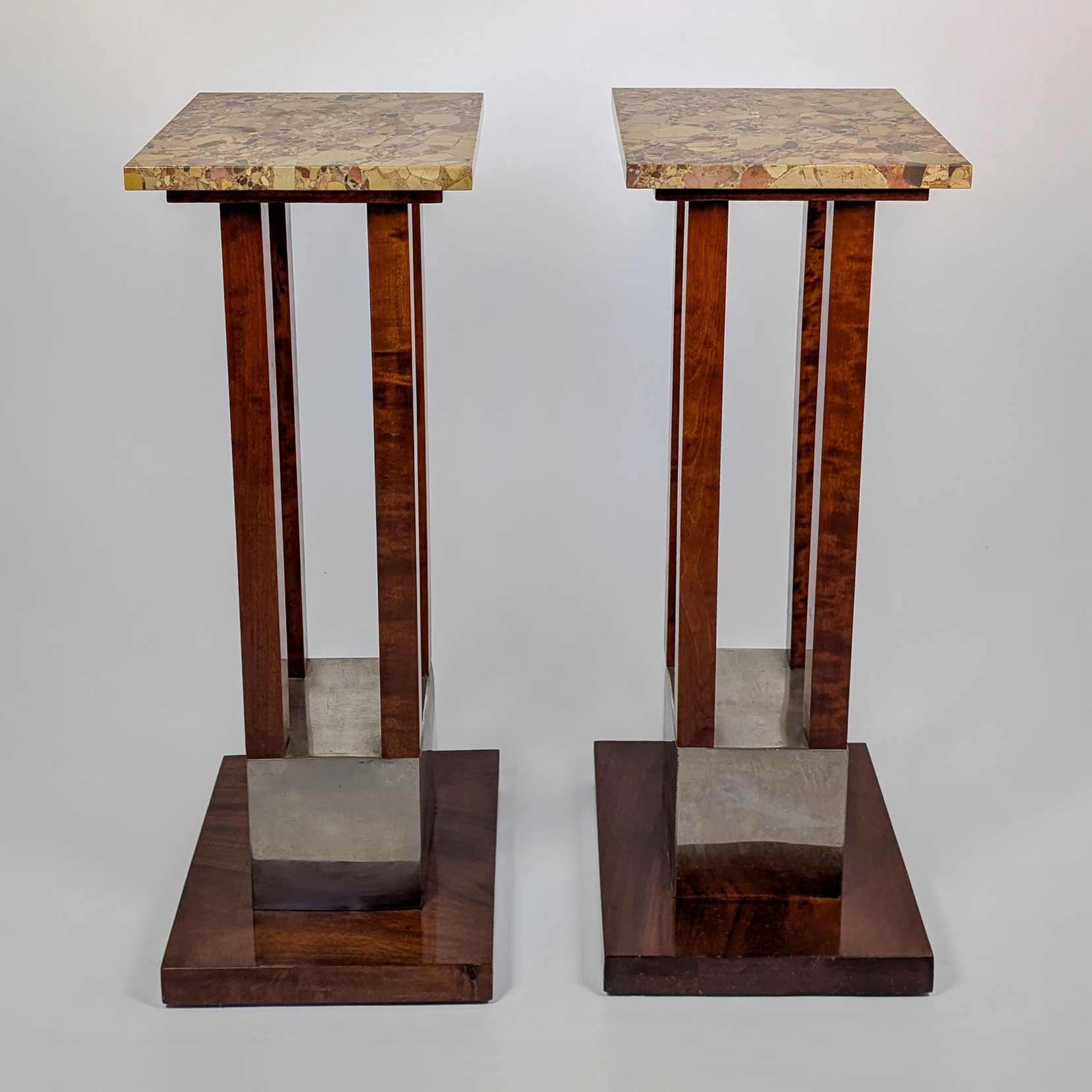 PAIR OF ART DECO MAHOGANY AND MARBLE SADDLES (1940) - Image 2