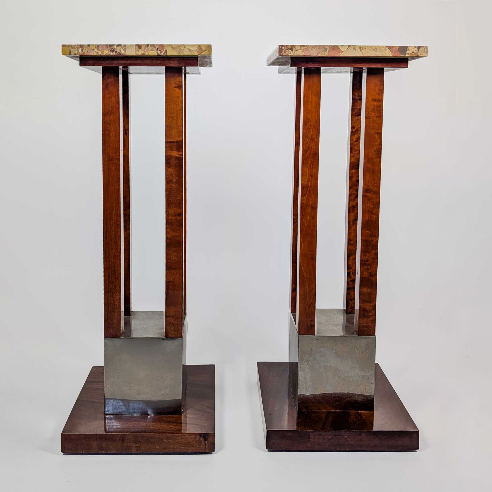 PAIR OF ART DECO MAHOGANY AND MARBLE SADDLES (1940) - Image 3
