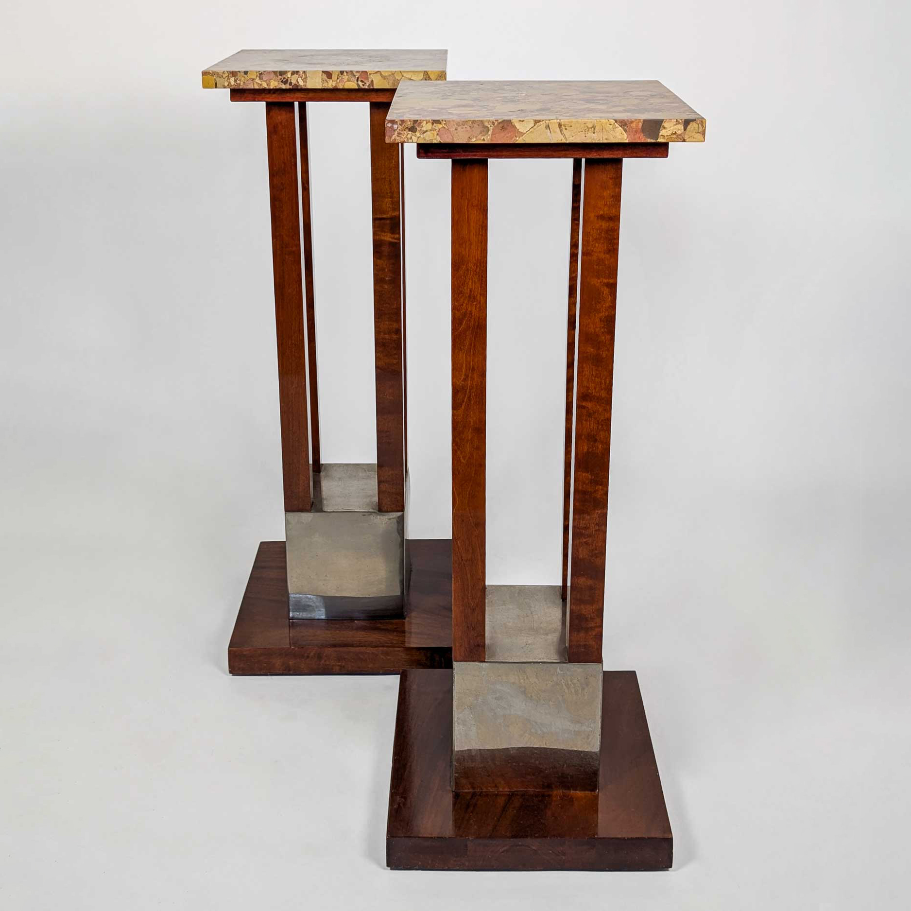 PAIR OF ART DECO MAHOGANY AND MARBLE SADDLES (1940)